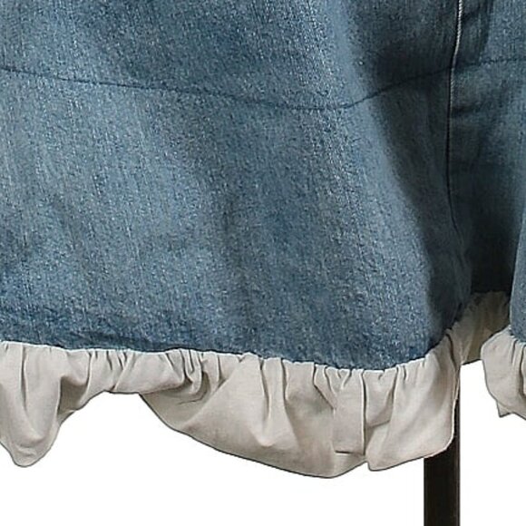 💙 Patou Aurelie Rare Blueberry Denim Dress – Sleeveless, Puff Ruffle, Tailored - Picture 7 of 14